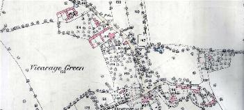 The area around Vicarage Green in 1883